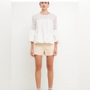 Endless Rose LACE WITH POPLIN BELL SLEEVE BLOUSE